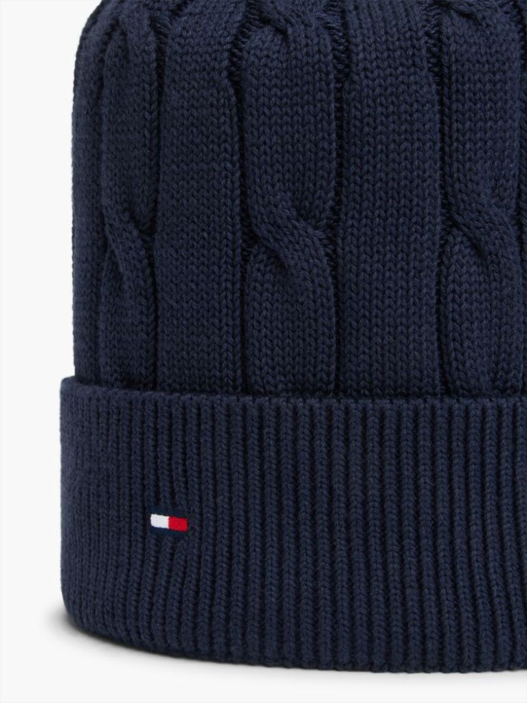 Blue Kids' Flag Embroidery Cable Knit Beanie  Kids Unisex