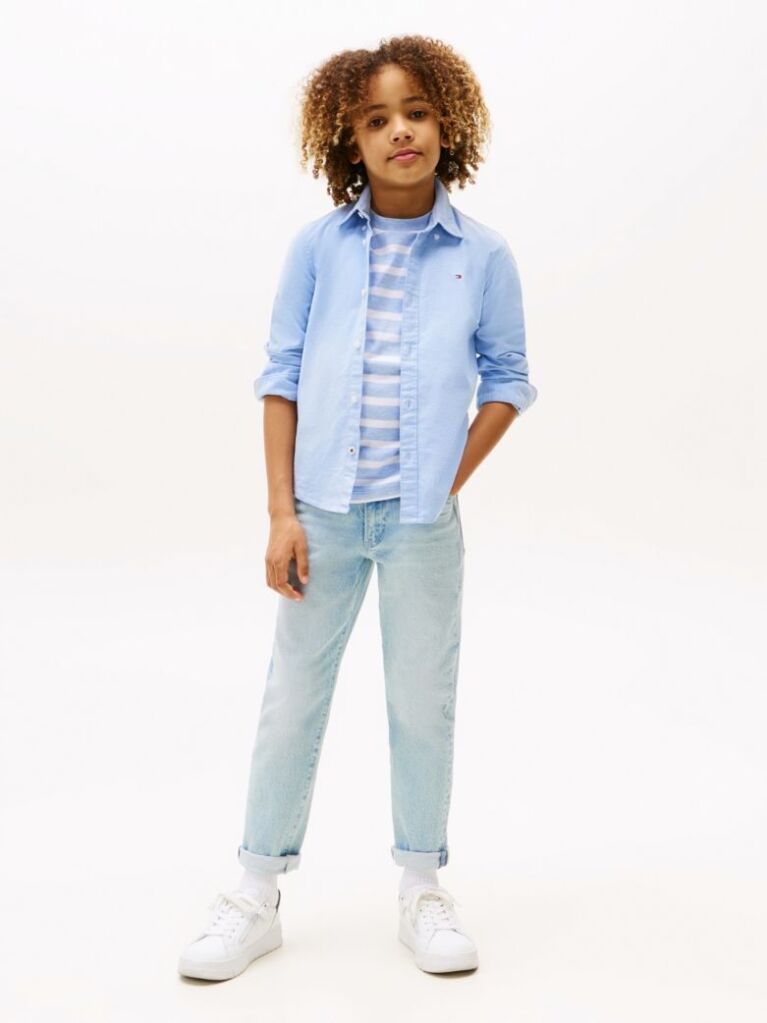Blue Stretch Oxford Cotton Shirt  Boys