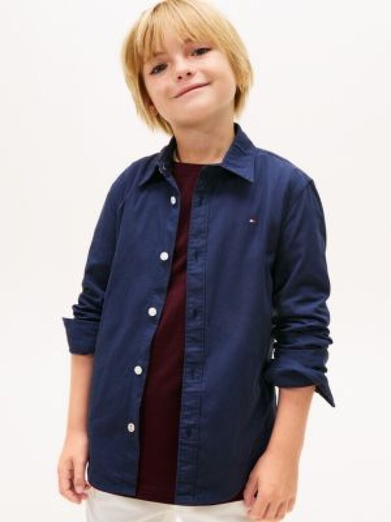 Blue Stretch Cotton Poplin Shirt  Boys