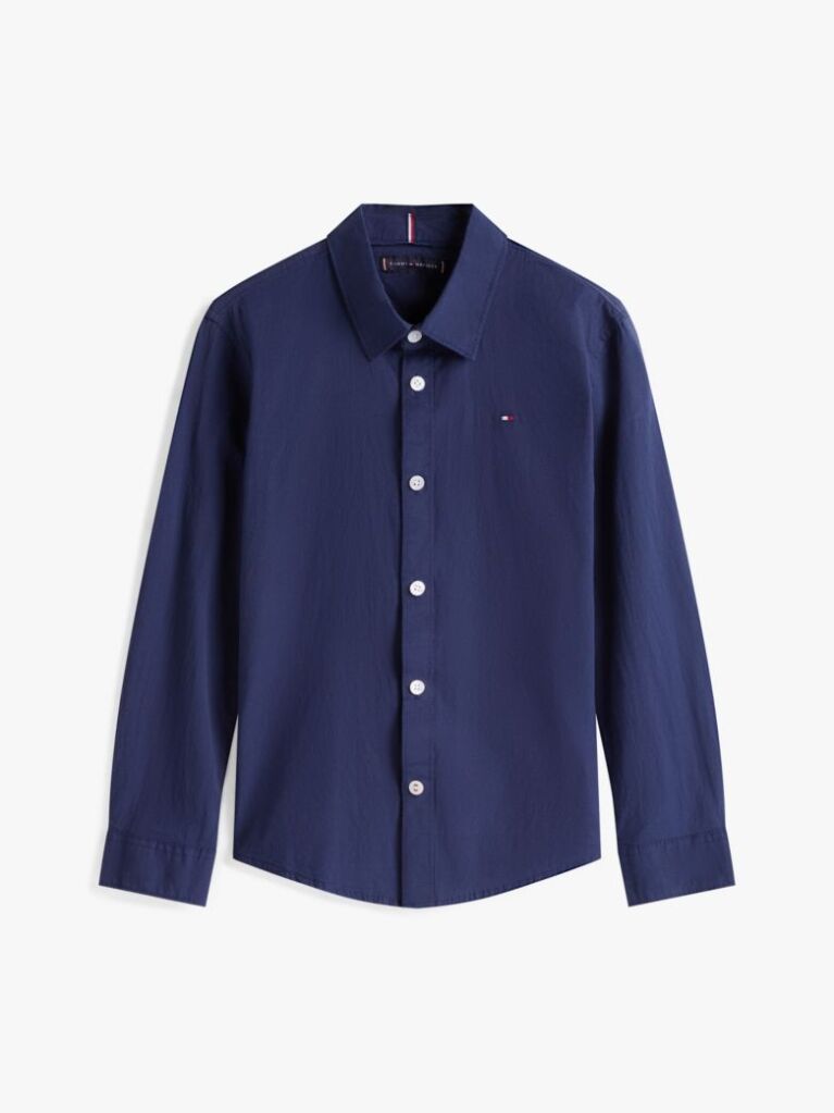 Blue Stretch Cotton Poplin Shirt  Boys