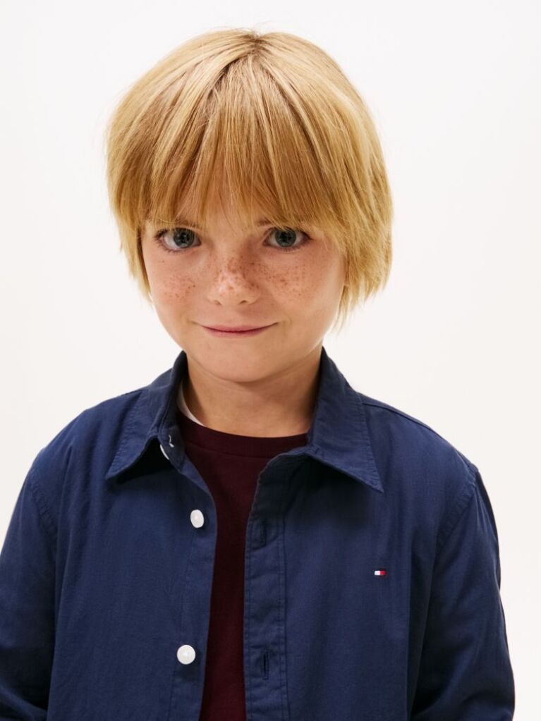 Blue Stretch Cotton Poplin Shirt  Boys