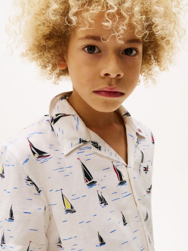 Multi Print Woven Short Sleeve Shirt  Boys
