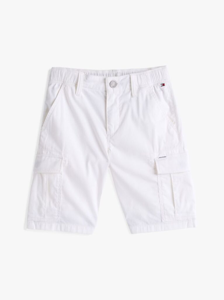 White Woven Cargo Shorts  Boys
