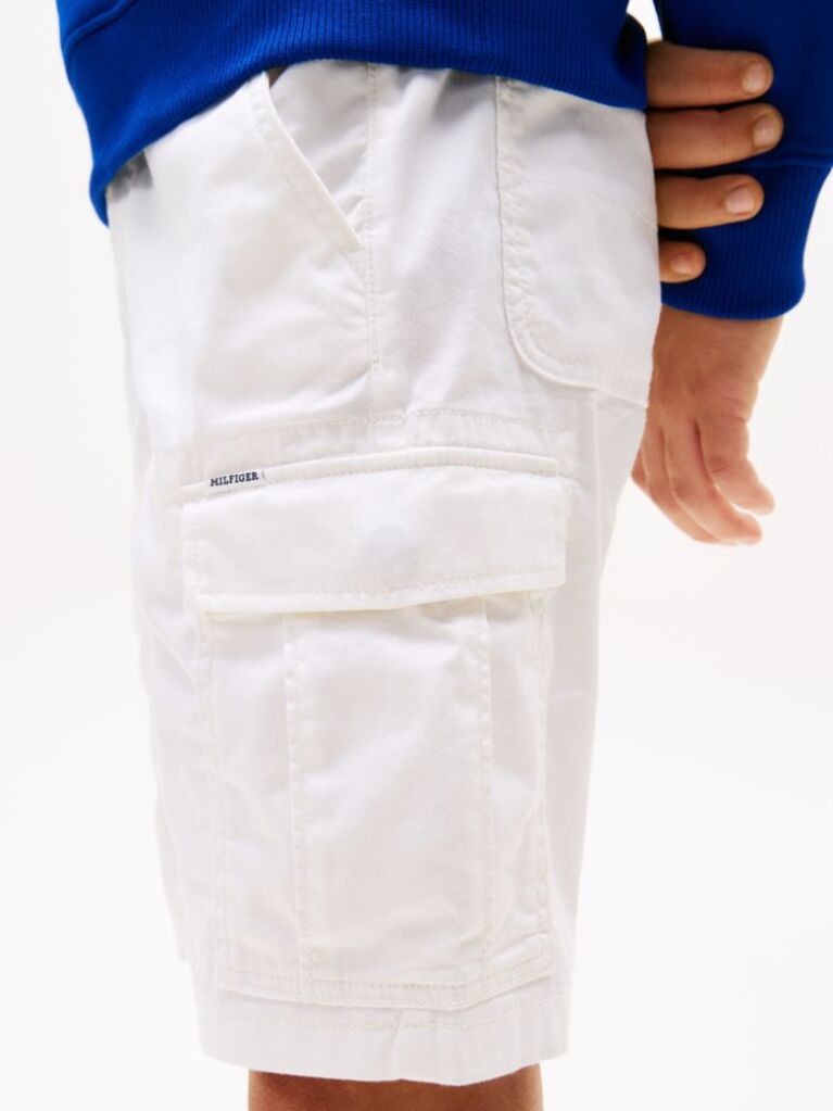 White Woven Cargo Shorts  Boys