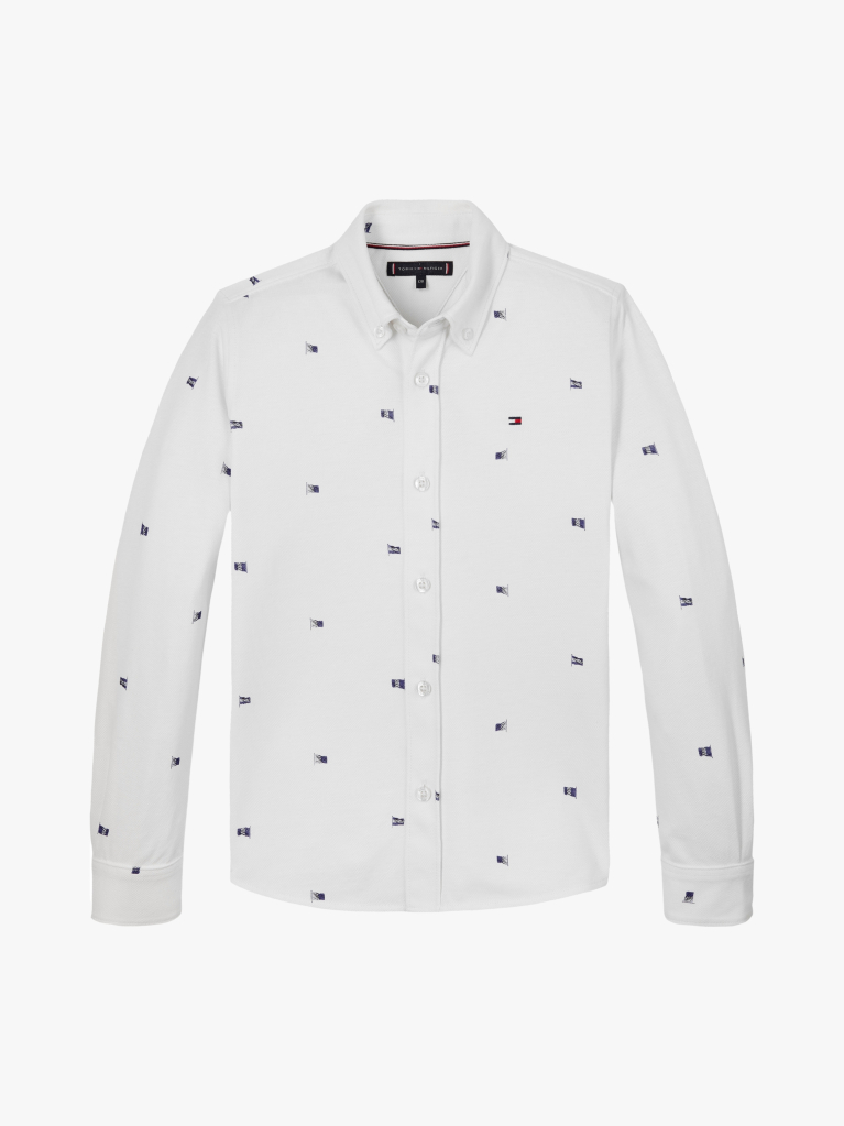White Flag Print Pique Shirt  Boys