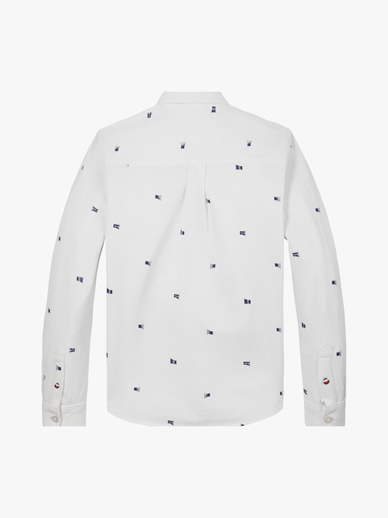 White Flag Print Pique Shirt  Boys