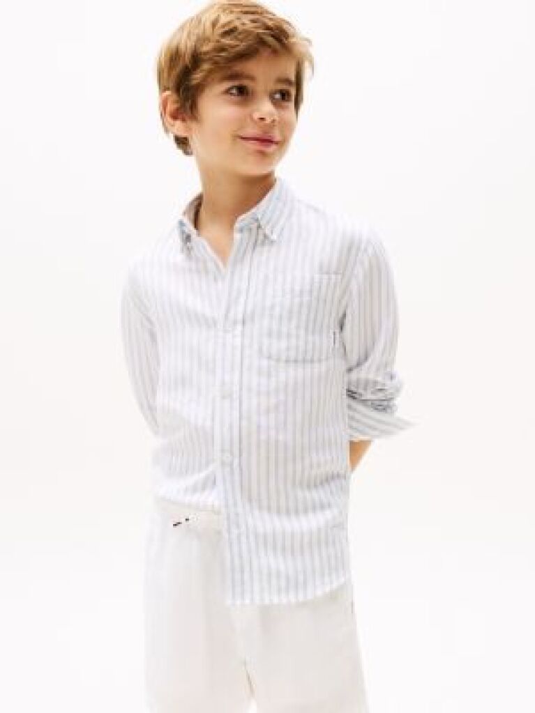 Multi Striped Linen Blend Shirt  Boys