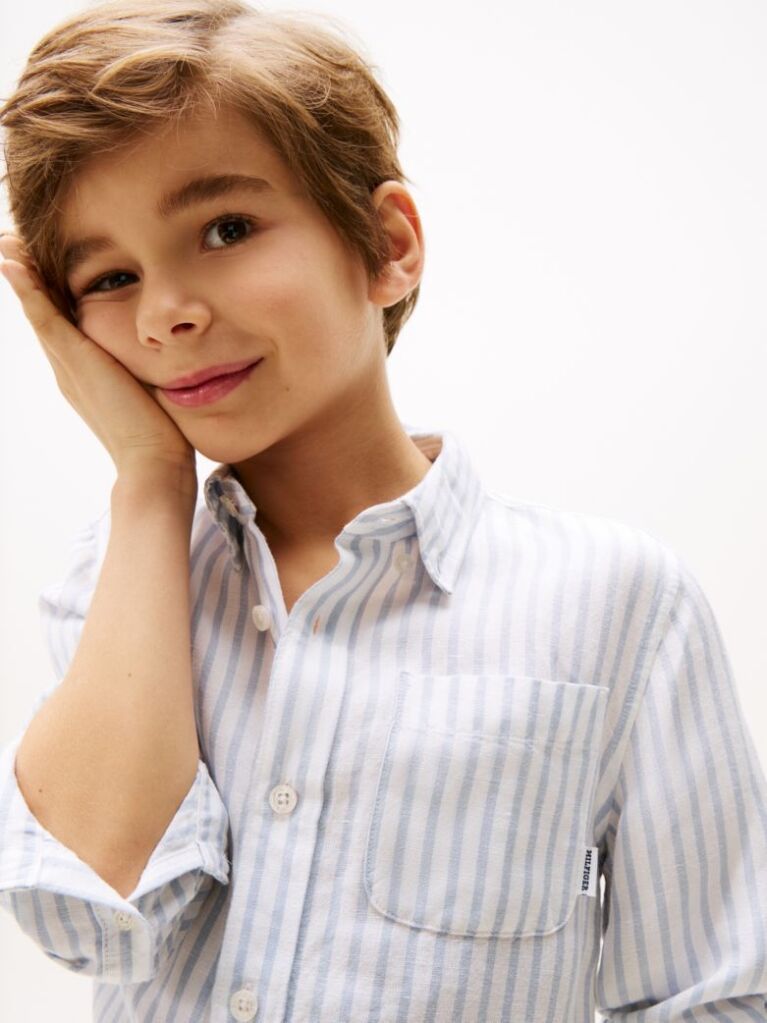 Multi Striped Linen Blend Shirt  Boys