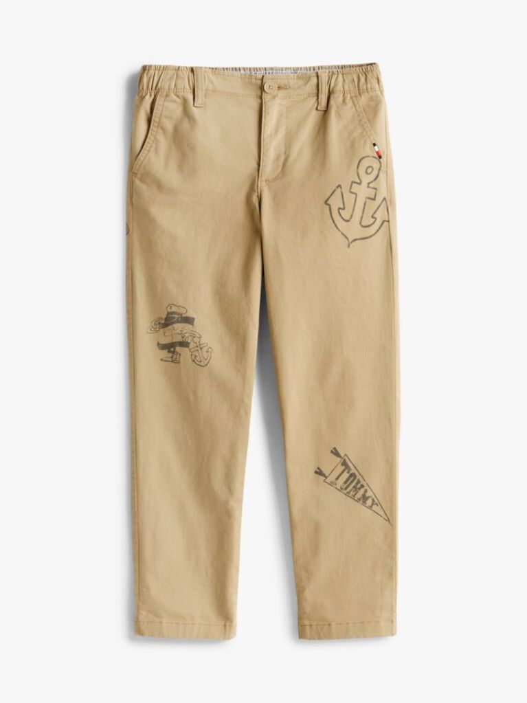 Beige Print Chinos  Boys