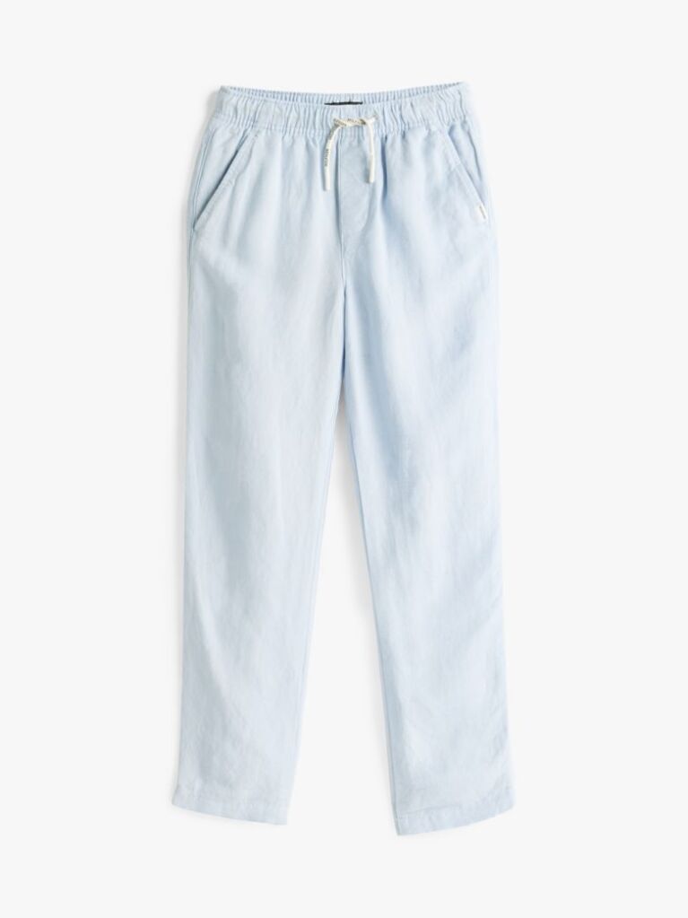 Blue Linen Blend Drawstring Trousers  Boys