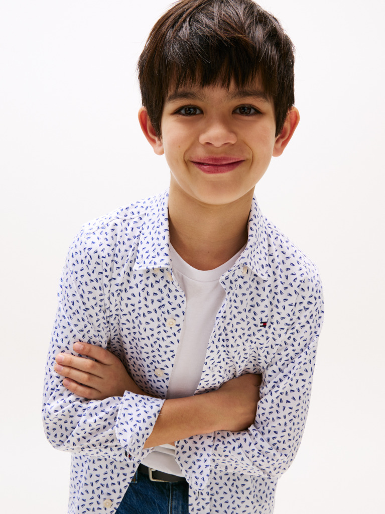 Multi All Over Mini Print Shirt Long Sleeve  Boys