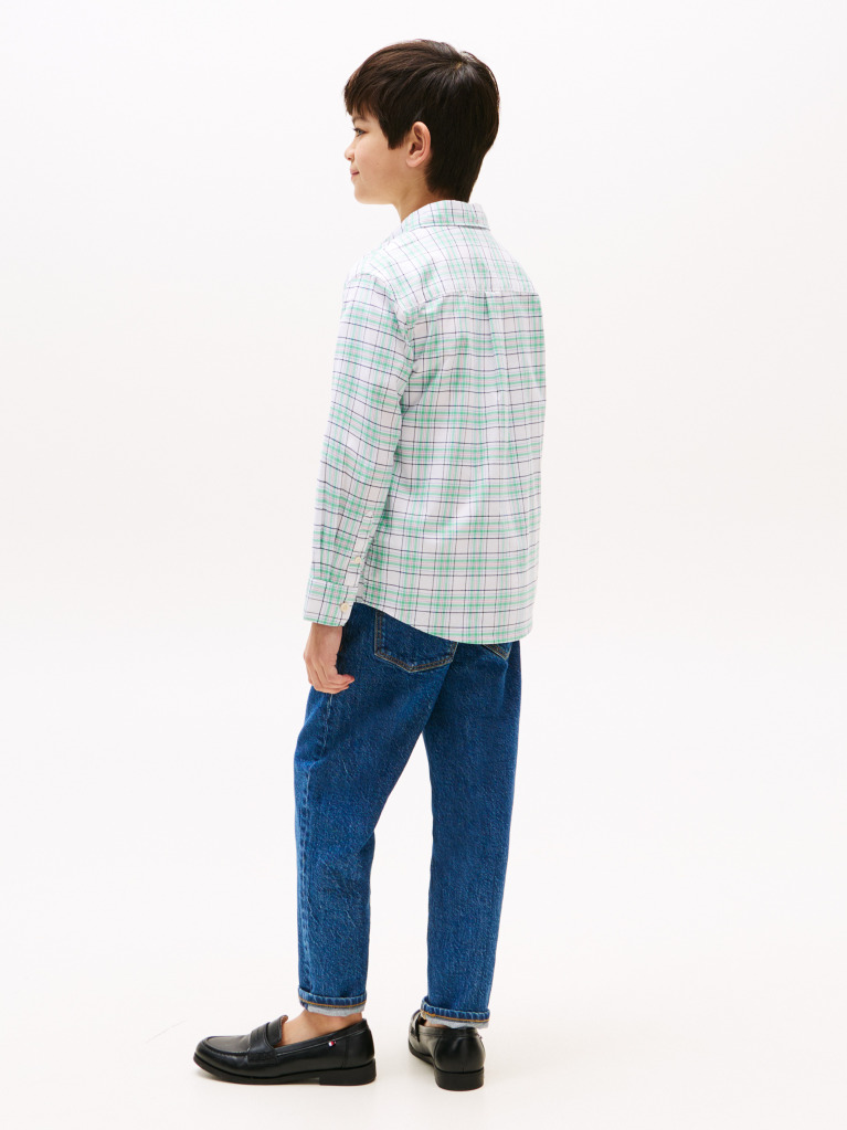 Multi Flag Embroidery Check Shirt  Boys