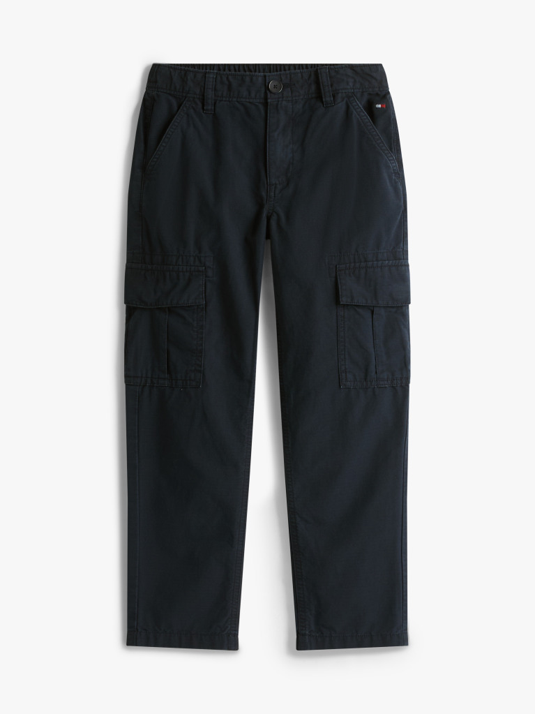 Blue Textured Straight Leg Cargo Trousers  Boys