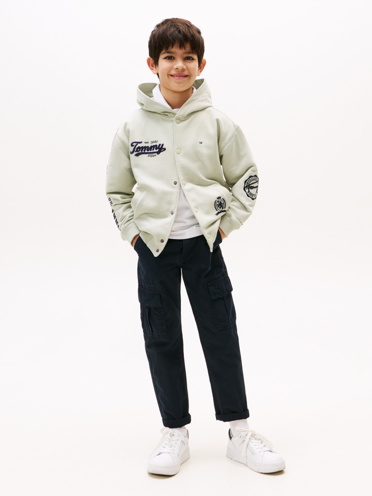 Blue Textured Straight Leg Cargo Trousers  Boys