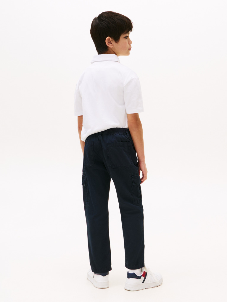 Blue Textured Straight Leg Cargo Trousers  Boys