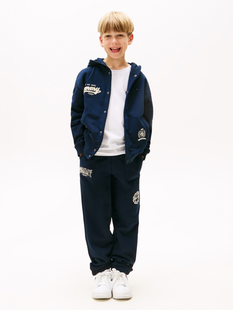 Blue Varsity Embroidery Regular Joggers  Boys