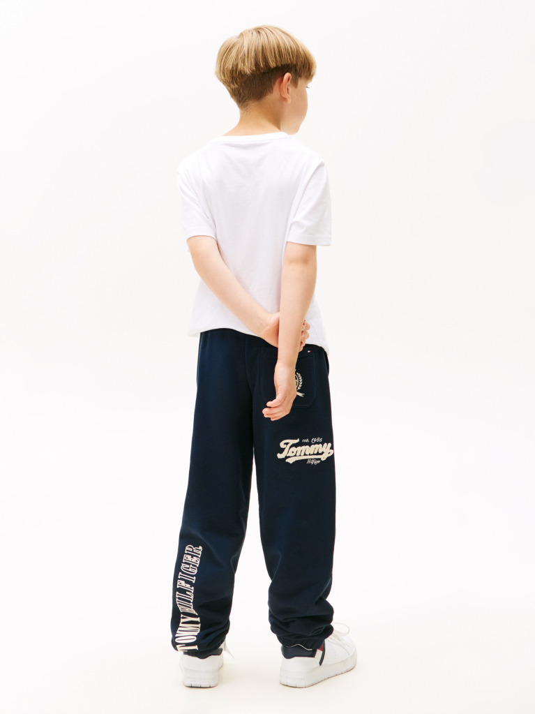 Blue Varsity Embroidery Regular Joggers  Boys