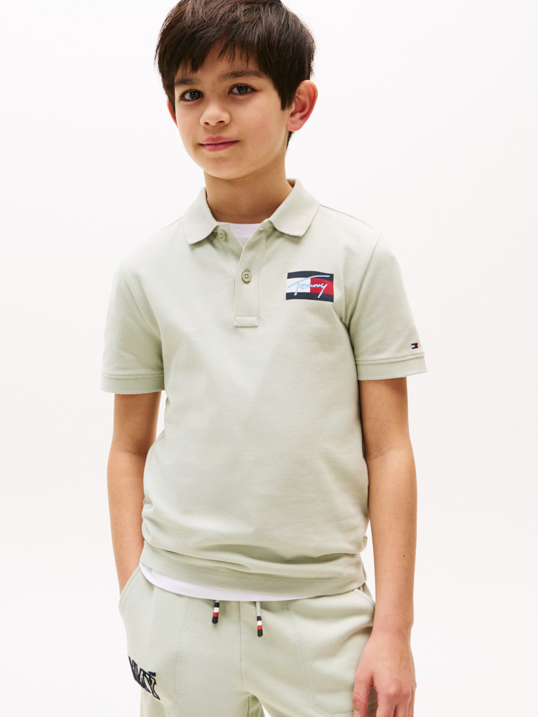 Green Signature Logo Regular Fit Polo Shirt  Boys