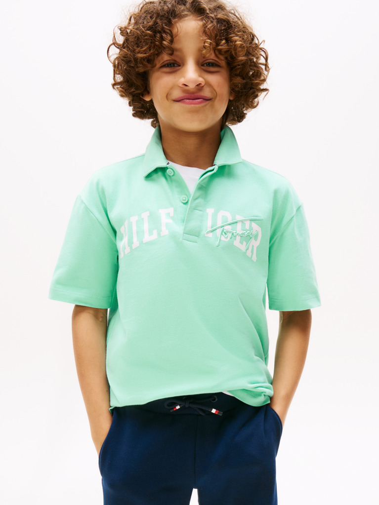 Green Mixed Logo Regular Fit Polo Shirt  Boys
