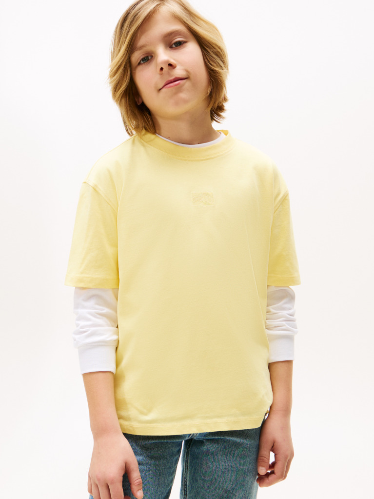 Yellow Tonal Flag Embroidery T-Shirt  Boys
