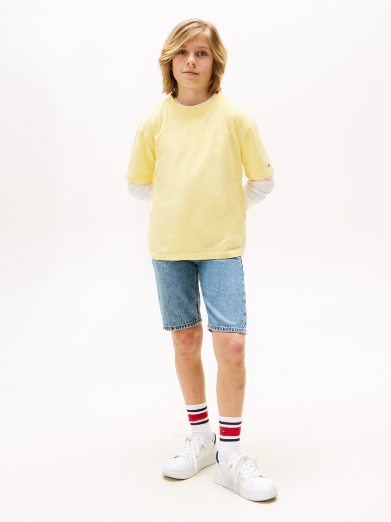 Yellow Tonal Flag Embroidery T-Shirt  Boys