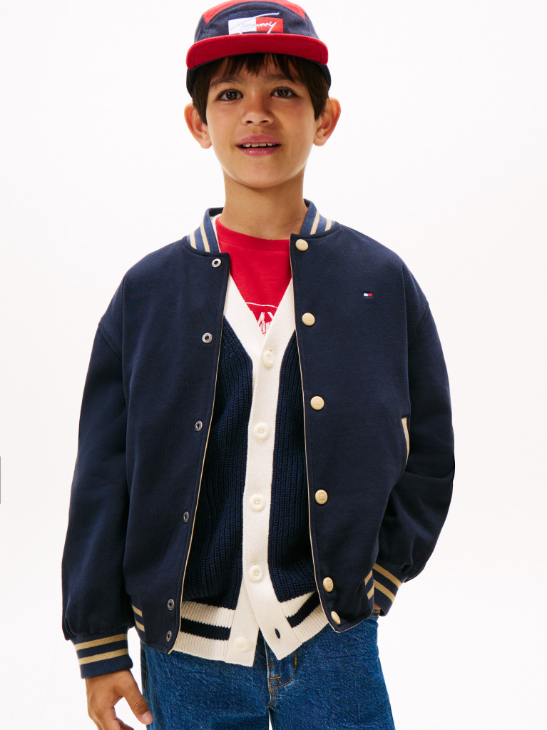Beige Reversible Back Logo Relaxed Bomber Jacket  Boys