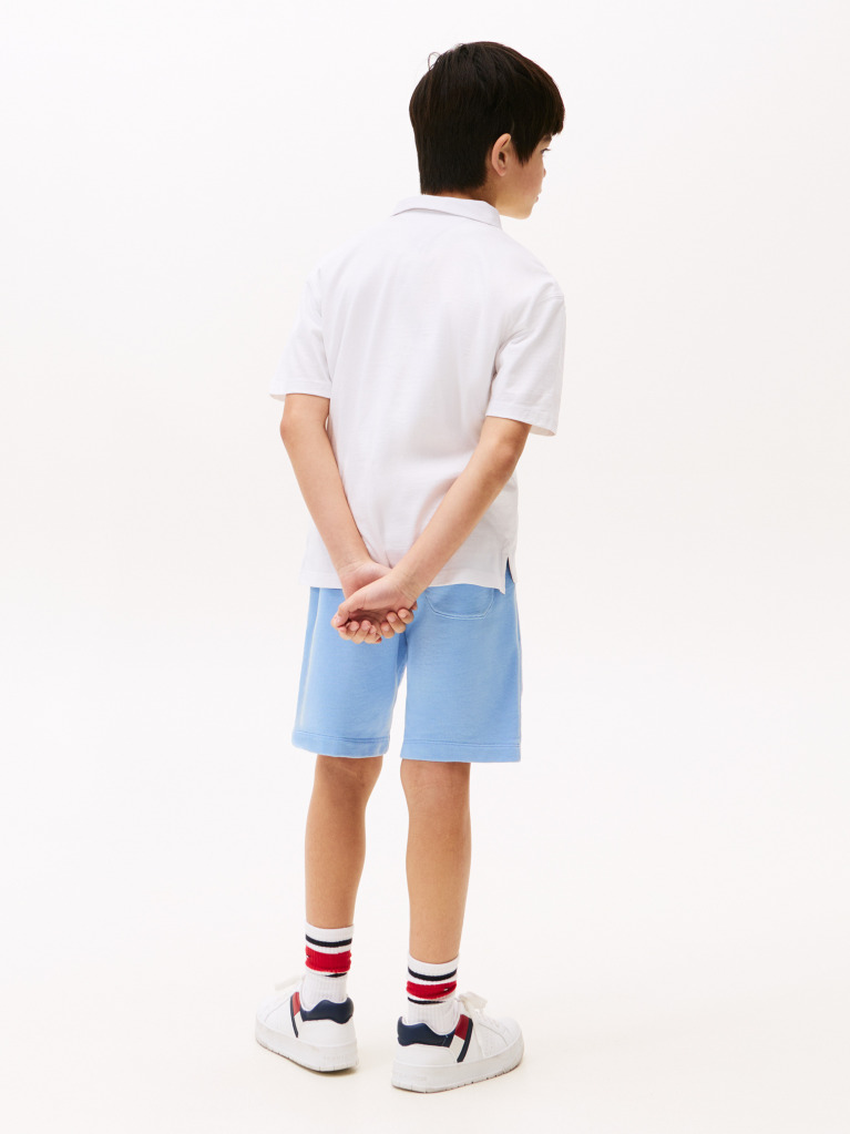 White Tonal Flag Emoidered Polo Shirt Short Sleeve  Boys