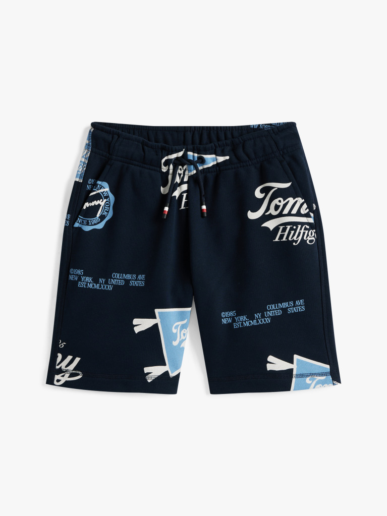 Blue All-Over Logo Print Sweat Shorts  Boys