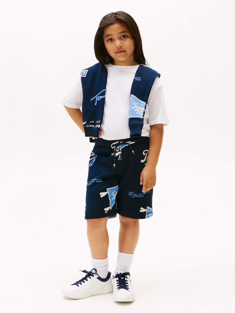 Blue All-Over Logo Print Sweat Shorts  Boys