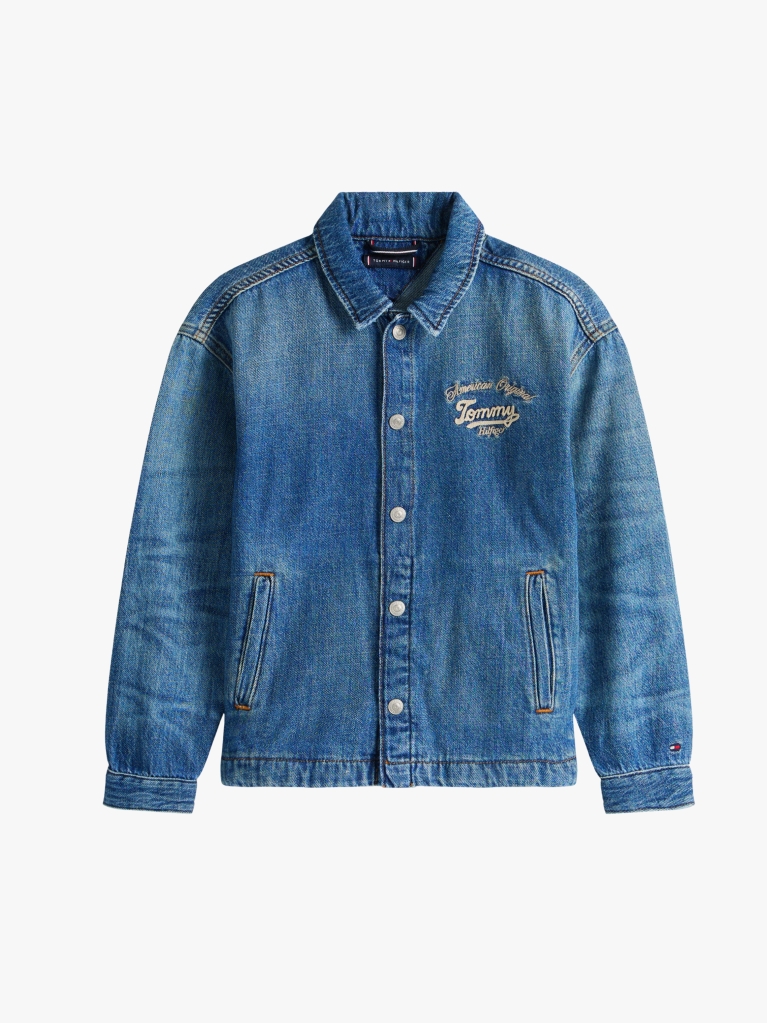 Blue Embroidery Faded Denim Shacket  Boys