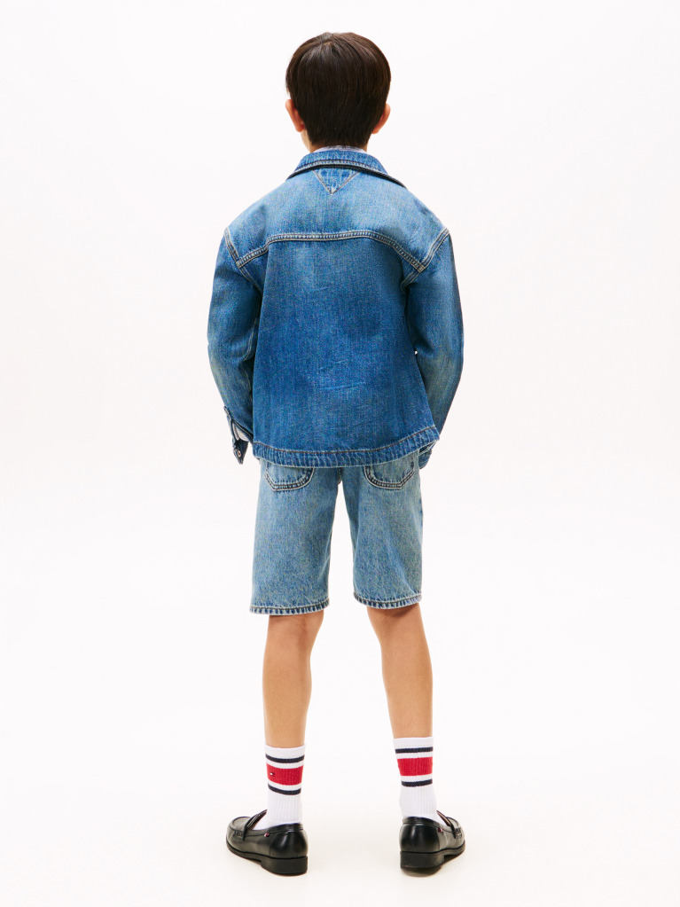 Blue Embroidery Faded Denim Shacket  Boys