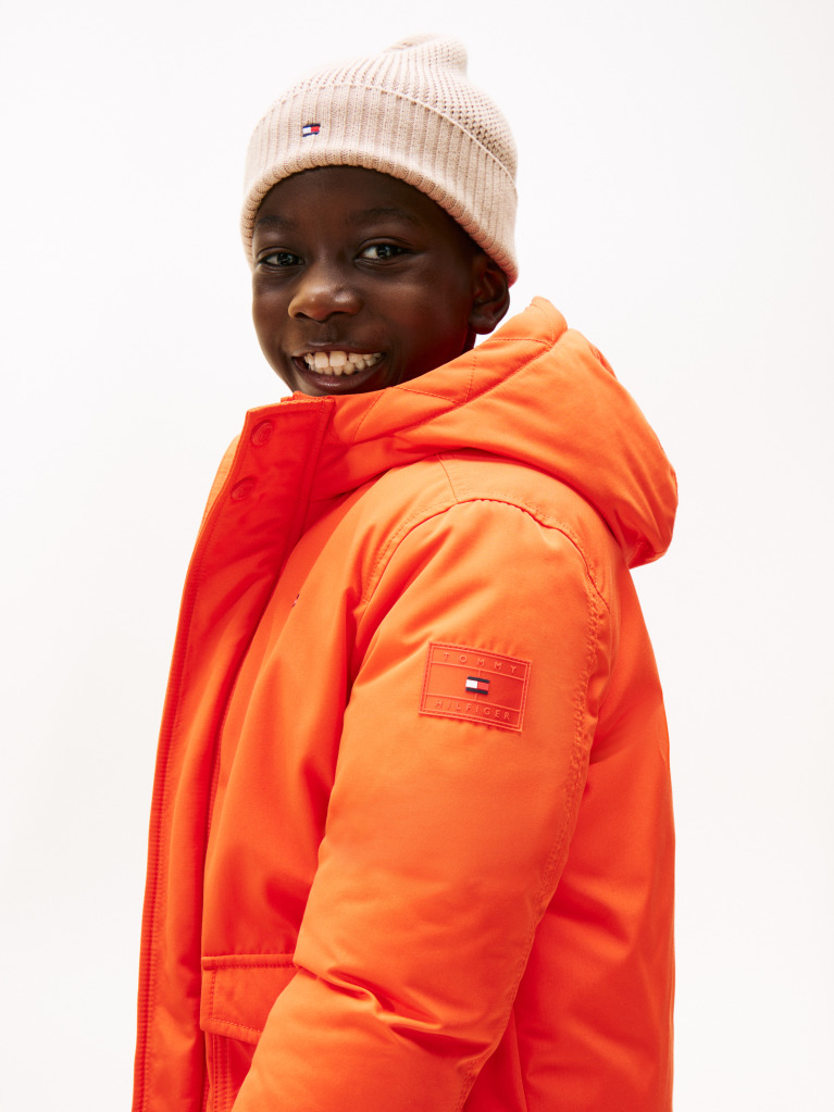 Orange Essential Logo Patch Hooded Parka  Boys