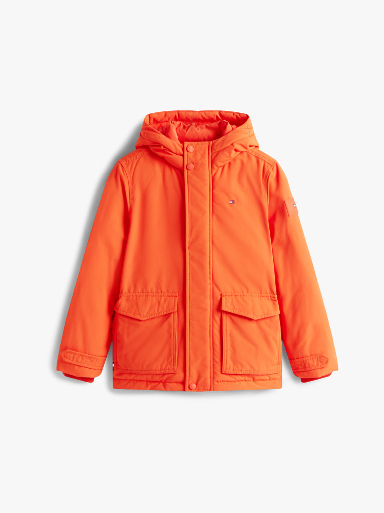 Orange Essential Logo Patch Hooded Parka  Boys