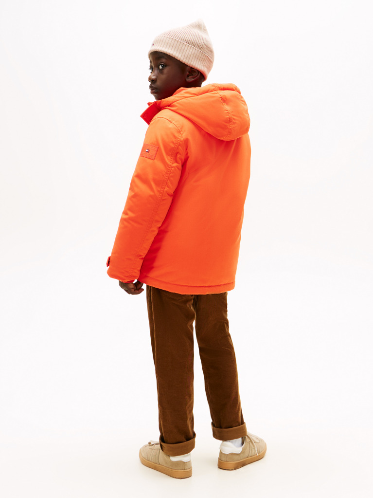 Orange Essential Logo Patch Hooded Parka  Boys