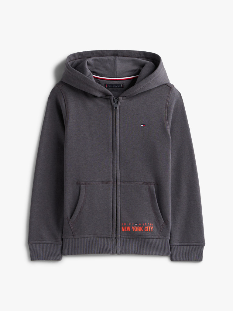 Γκρι Hoody Με Φερμουάρ Και Πίσω Λογότυπο  Αγόρια