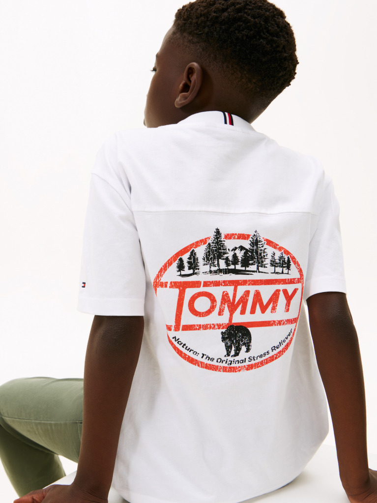 White Seasonal Texture Print Short Sleeve Tee  Boys