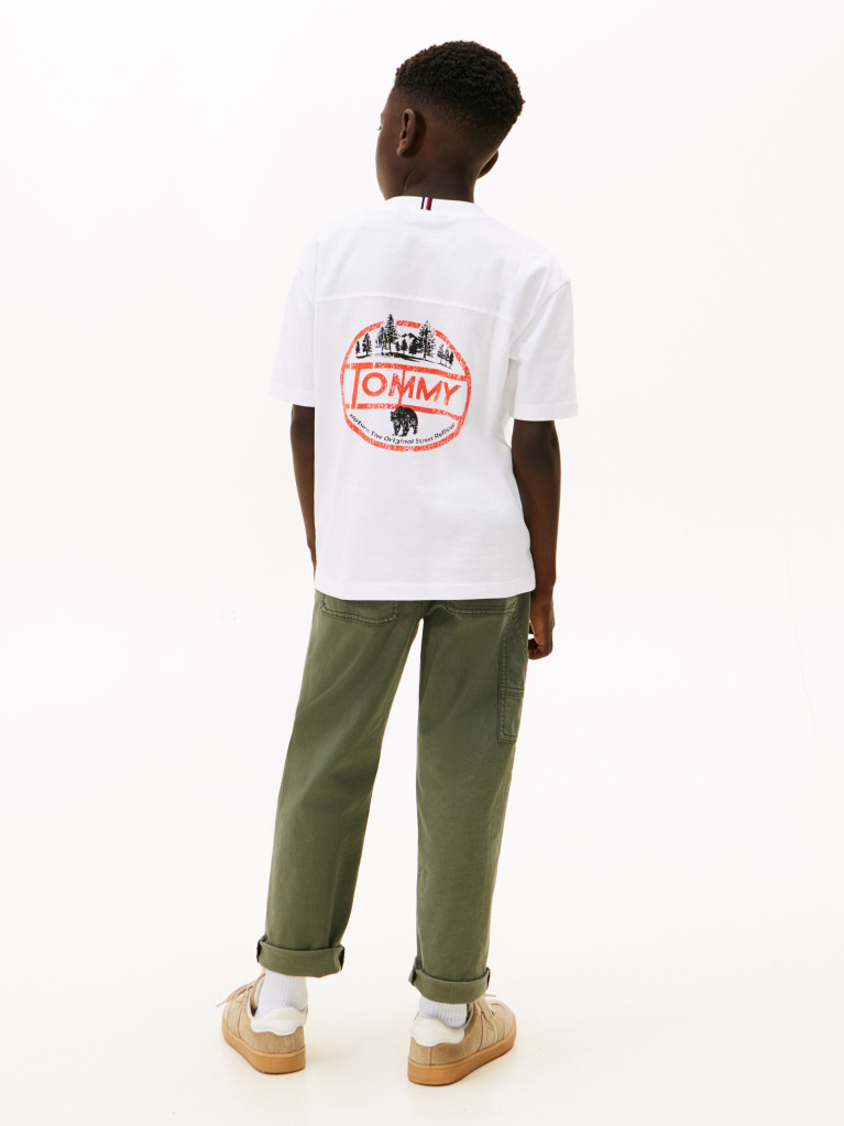 White Seasonal Texture Print Short Sleeve Tee  Boys