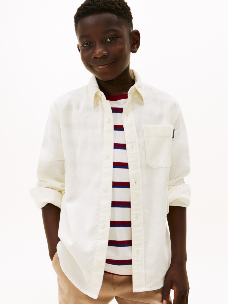 Beige Regular Fit Corduroy Shirt  Boys