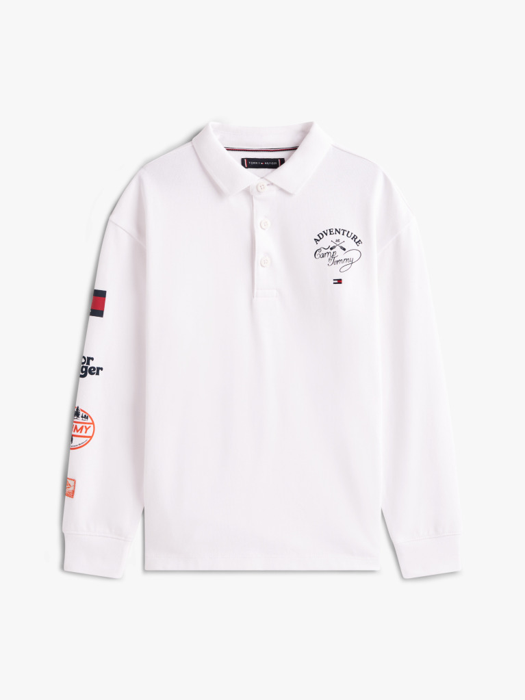 White Camp Tommy Multi Print Long Sleeve Polo  Boys