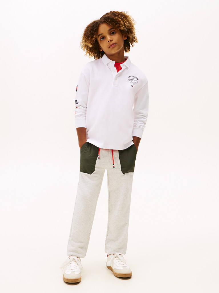 White Camp Tommy Multi Print Long Sleeve Polo  Boys