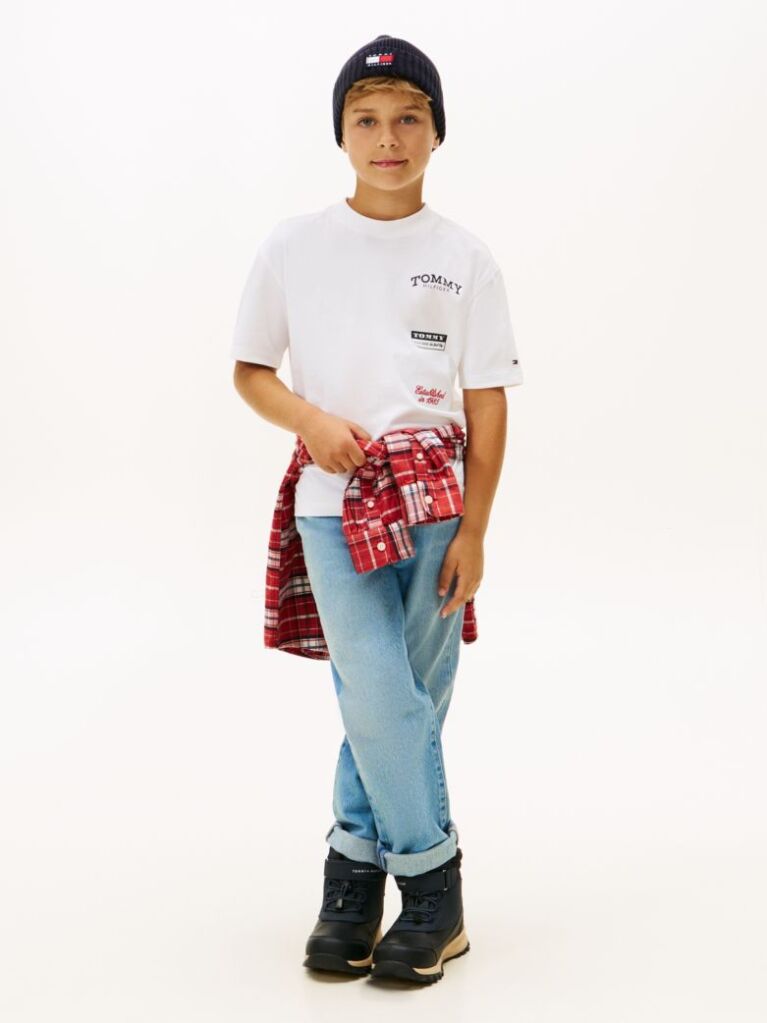 White Back Multi Logo Print Jersey T-Shirt  Boys