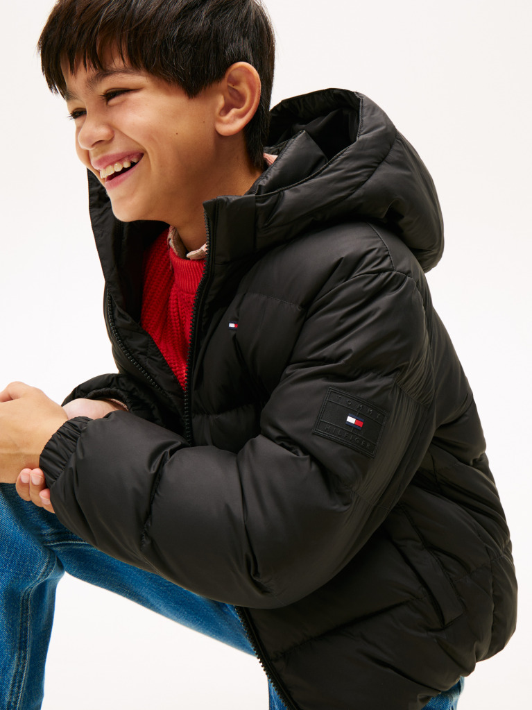 Black Essential Down Puffer Jacket  Boys