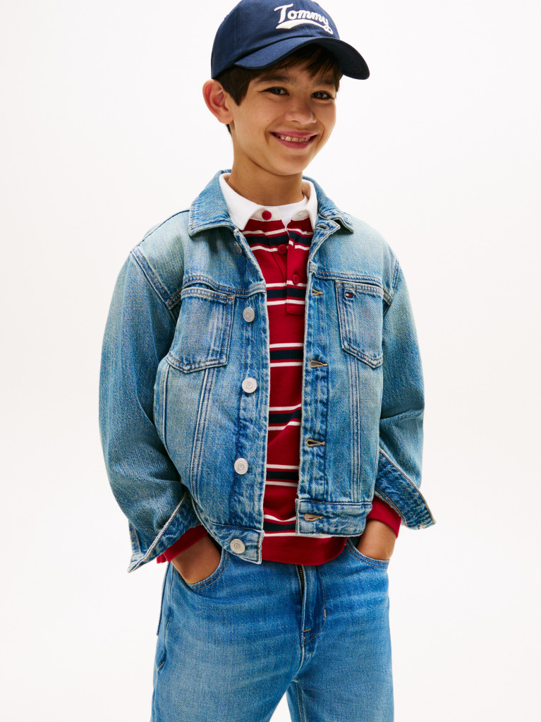 Blue Back Flag Logo Denim Trucker Jacket  Boys