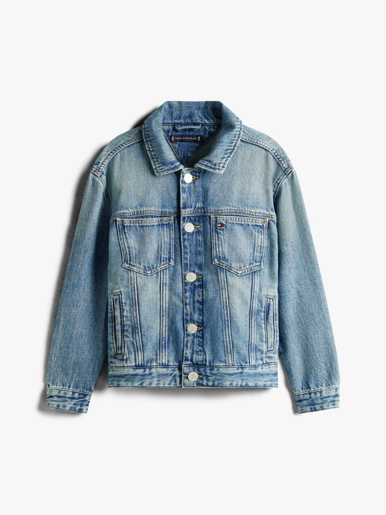 Blue Back Flag Logo Denim Trucker Jacket  Boys