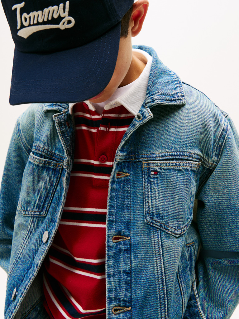Blue Back Flag Logo Denim Trucker Jacket  Boys
