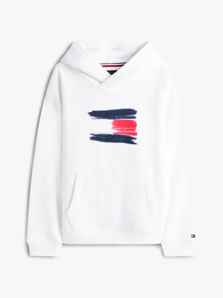 White Hilfiger Flag Hoody  Boys