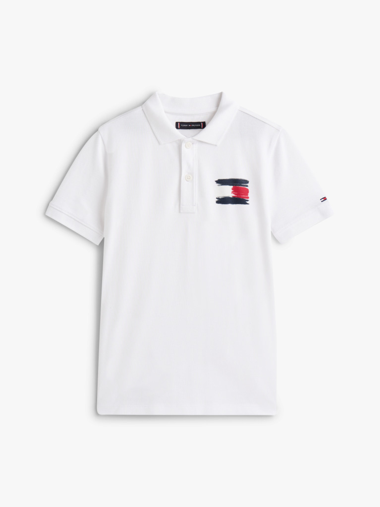 Άσπρο Κοντομάνικο Πόλο Με Σημαιάκι Tommy  Αγόρια