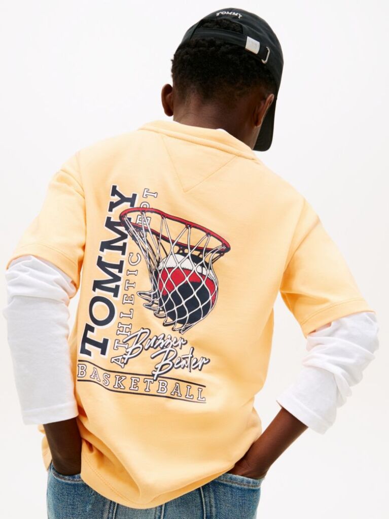 Orange Back Graphic Crew Neck T-Shirt  Boys