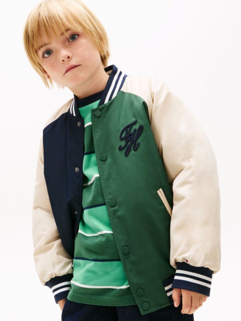 Multi Logo Embroidery Relaxed Raglan Bomber Jacket  Boys