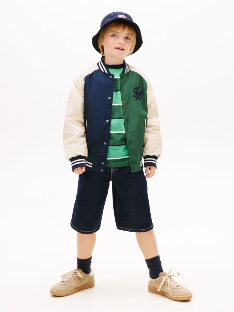 Multi Logo Embroidery Relaxed Raglan Bomber Jacket  Boys